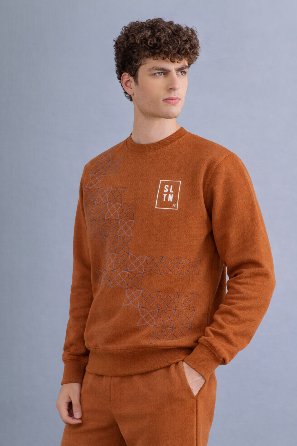 Rust Geo Print Sweatshirt – Signature Edition