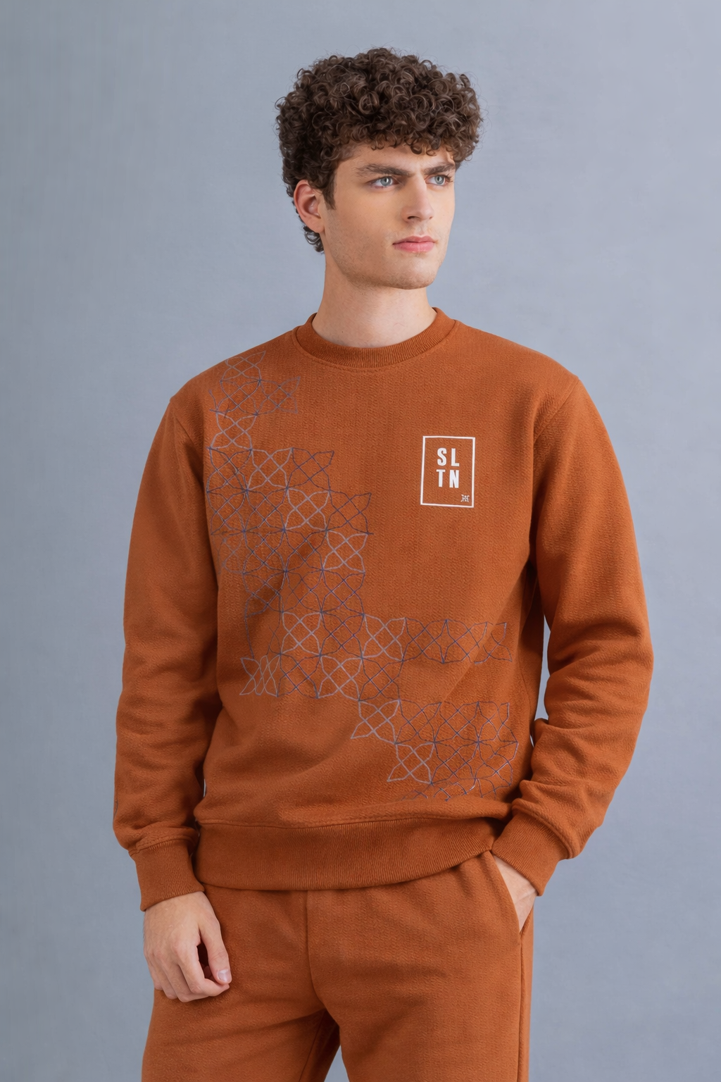 Rust Geo Print Sweatshirt – Signature Edition