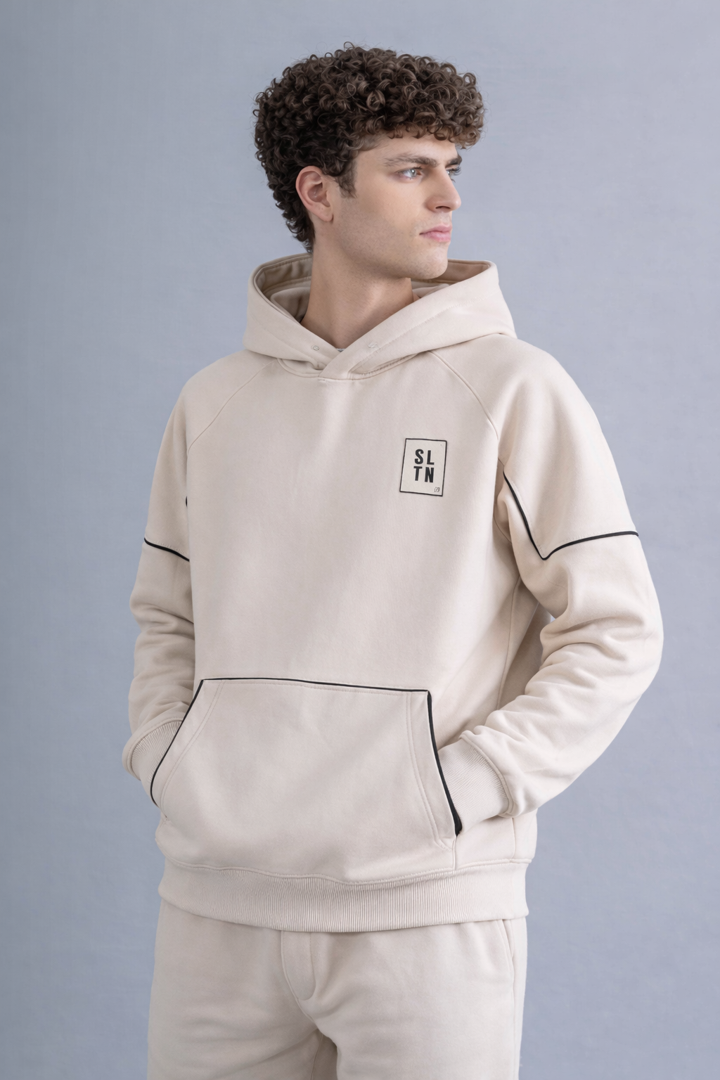 Essential Piping Hoodie – Sand Beige