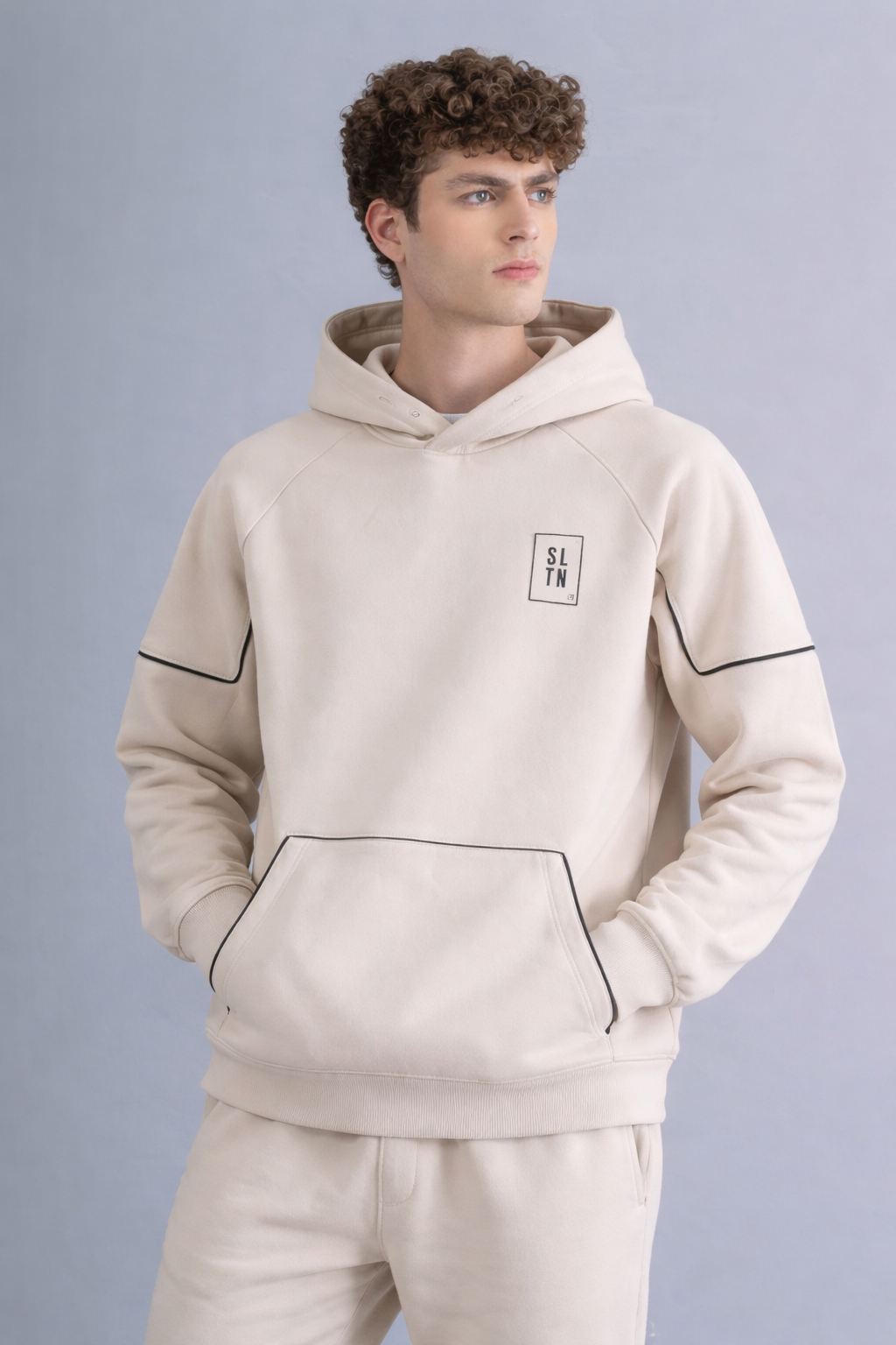 Essential Piping Hoodie – Sand Beige